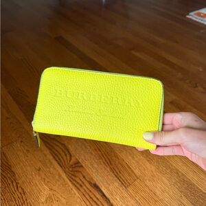 Burberry Neon Yellow Zip Wallet